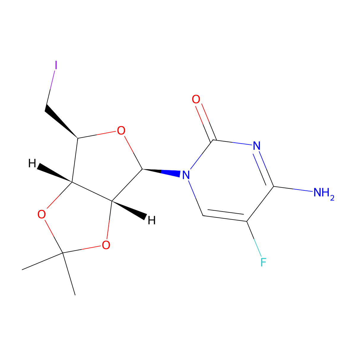 5'-Deoxy-5-fluoro-5'-iodo-2',3'-O-isopropylidenecytidine molecular structure, CAS 61787-05-1