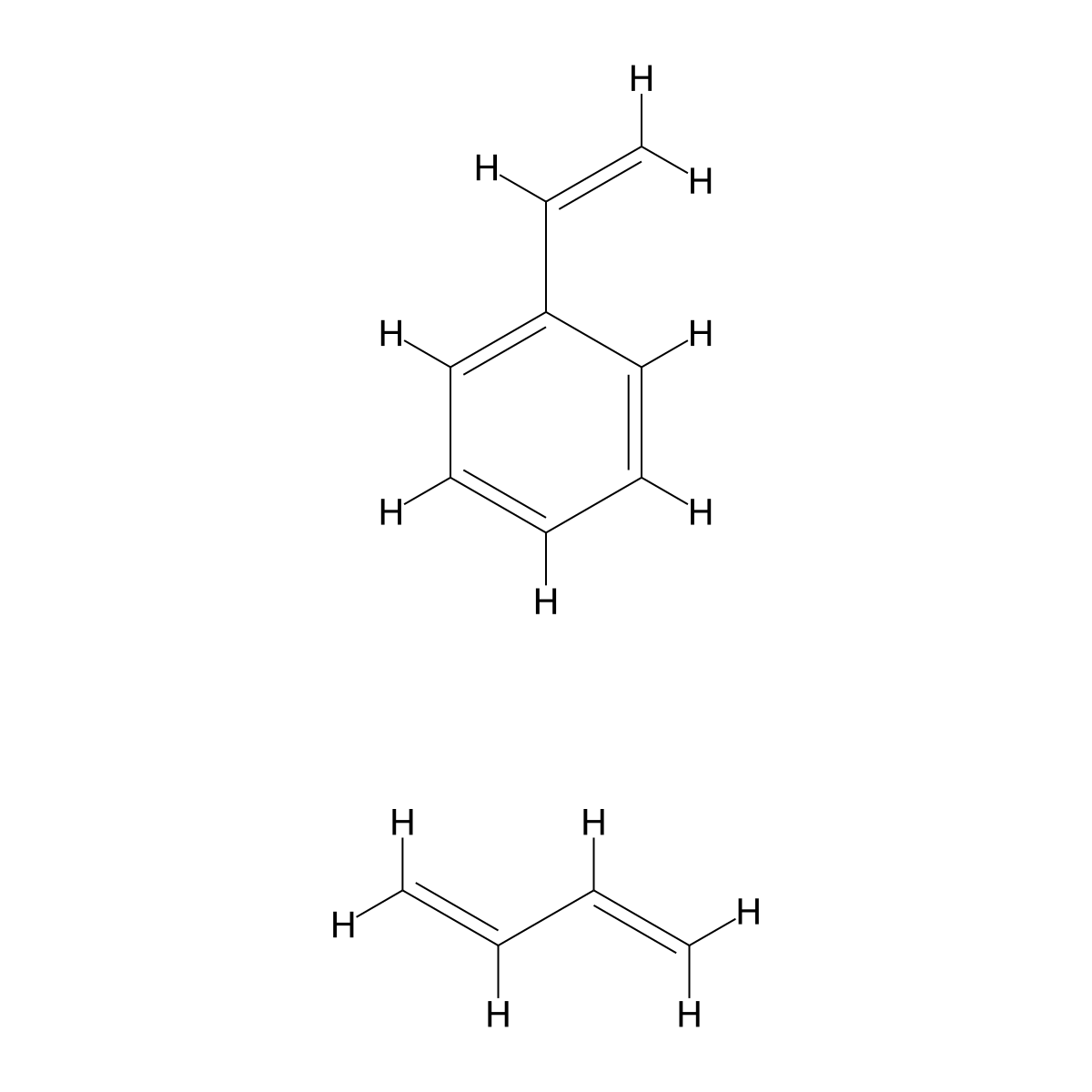 Benzene, ethenyl-, polymer with 1,3-butadiene molecular structure, CAS 61789-96-6