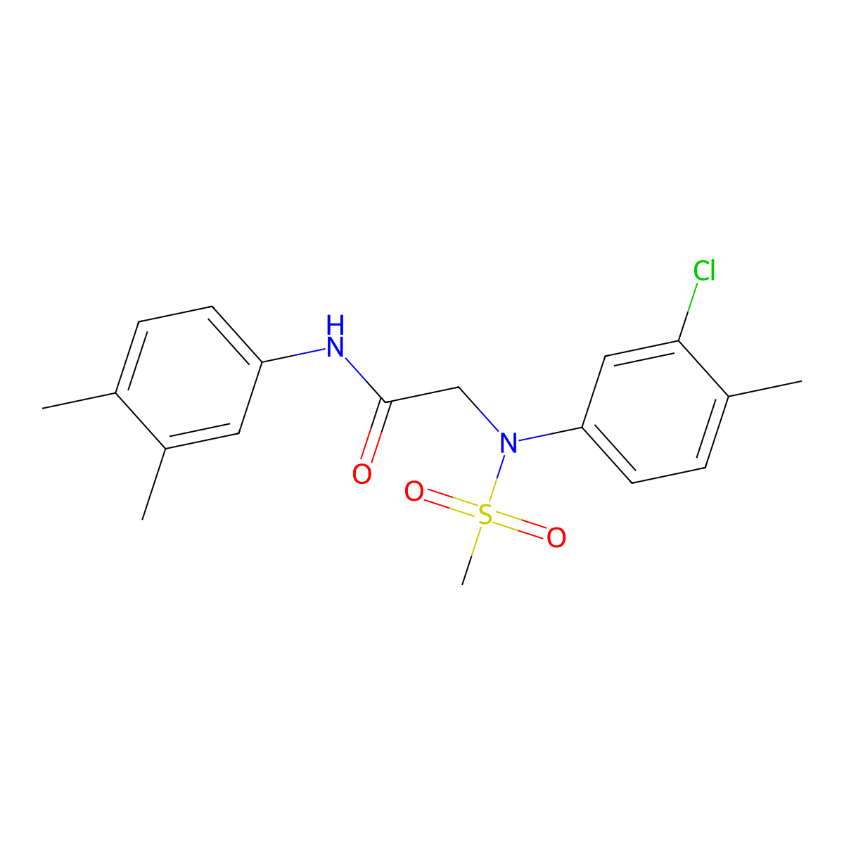 2-(3-chloro-4-methyl-N-methylsulfonylanilino)-N-(3,4-dimethylphenyl)acetamide molecular structure, CAS 6179-87-9