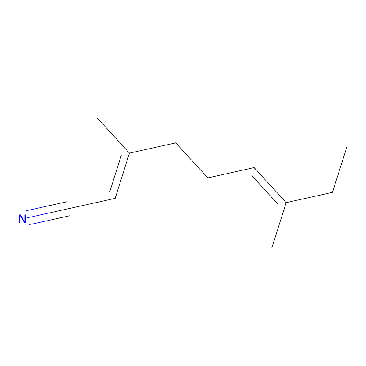 3,7-Dimethyl-2,6-nonadienenitrile molecular structure, CAS 61792-11-8