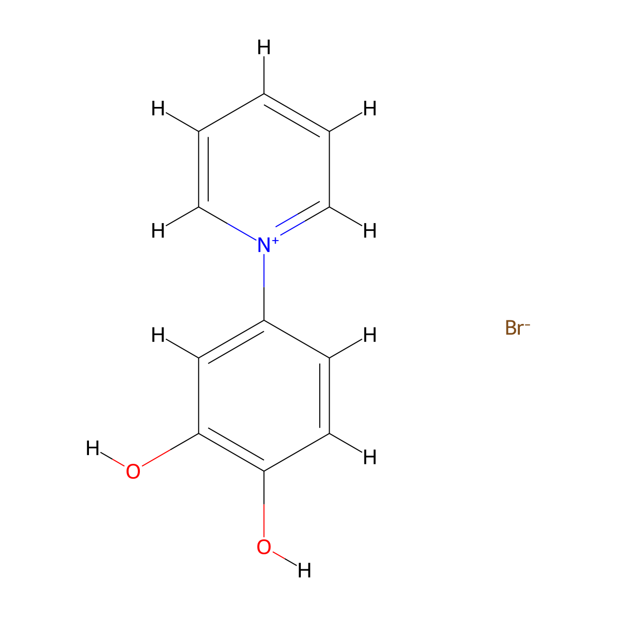 1,2-Dihydroxyphenyl-4-pyridinium bromide molecular structure, CAS 61799-01-7