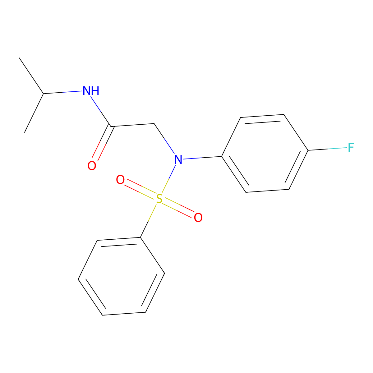 2-[N-(benzenesulfonyl)-4-fluoroanilino]-N-propan-2-ylacetamide molecular structure, CAS 6180-60-5