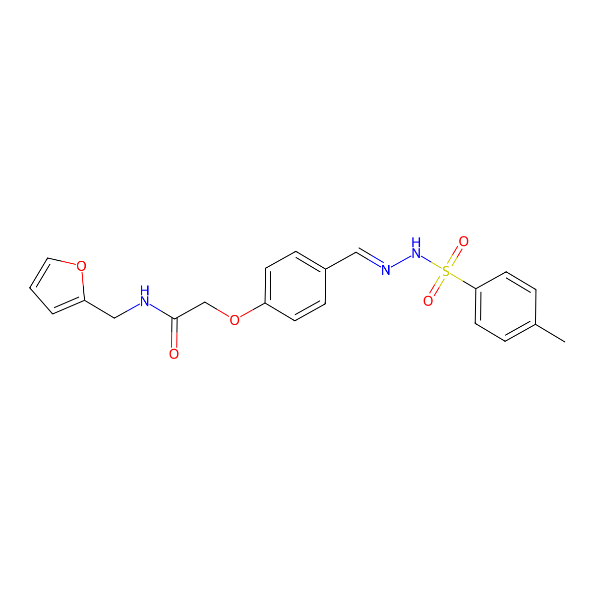 N-[(Furan-2-yl)methyl]-2-(4-{[2-(4-methylbenzene-1-sulfonyl)hydrazinylidene]methyl}phenoxy)acetamide molecular structure, CAS 6180-66-1