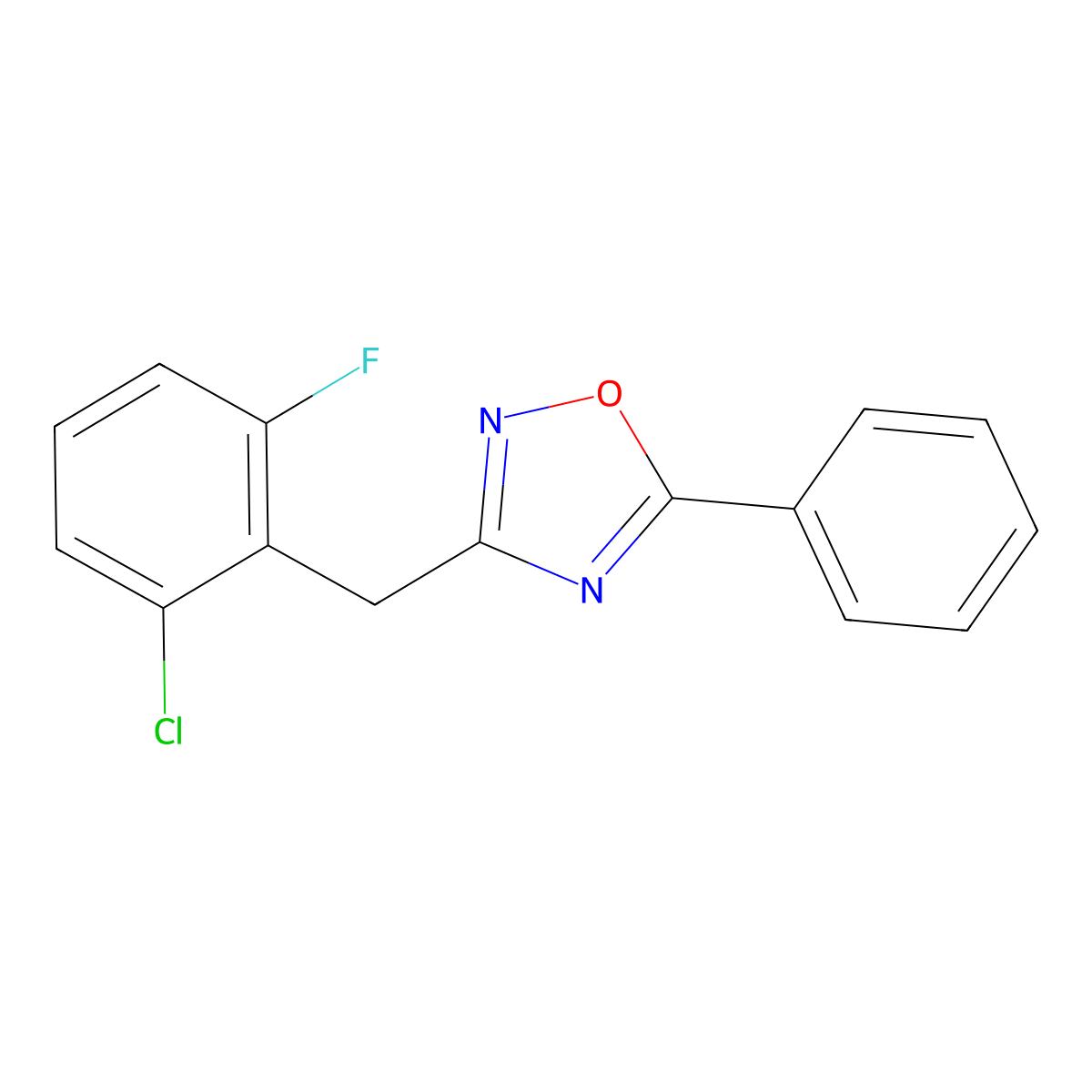 3-(2-Chloro-6-fluorobenzyl)-5-phenyl-1,2,4-oxadiazole molecular structure, CAS 6180-87-6