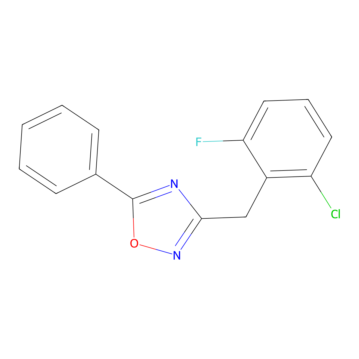 3-(2-Chloro-6-fluorobenzyl)-5-phenyl-1,2,4-oxadiazole molecular structure, CAS 6180-87-6