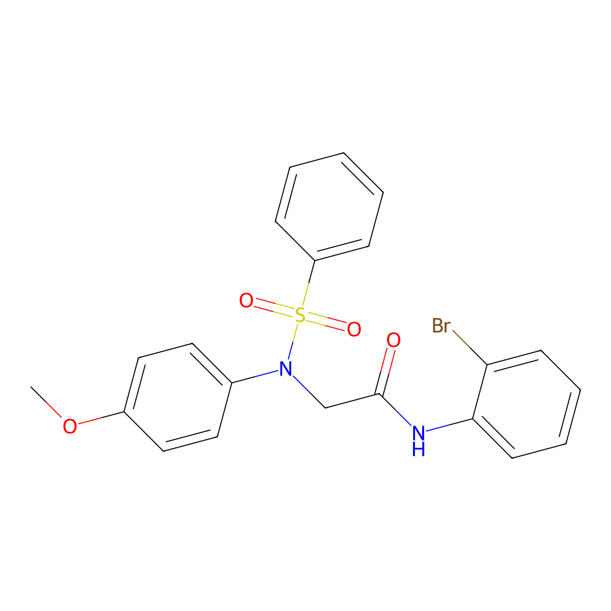 2-[N-(benzenesulfonyl)-4-methoxyanilino]-N-(2-bromophenyl)acetamide molecular structure, CAS 6180-96-7