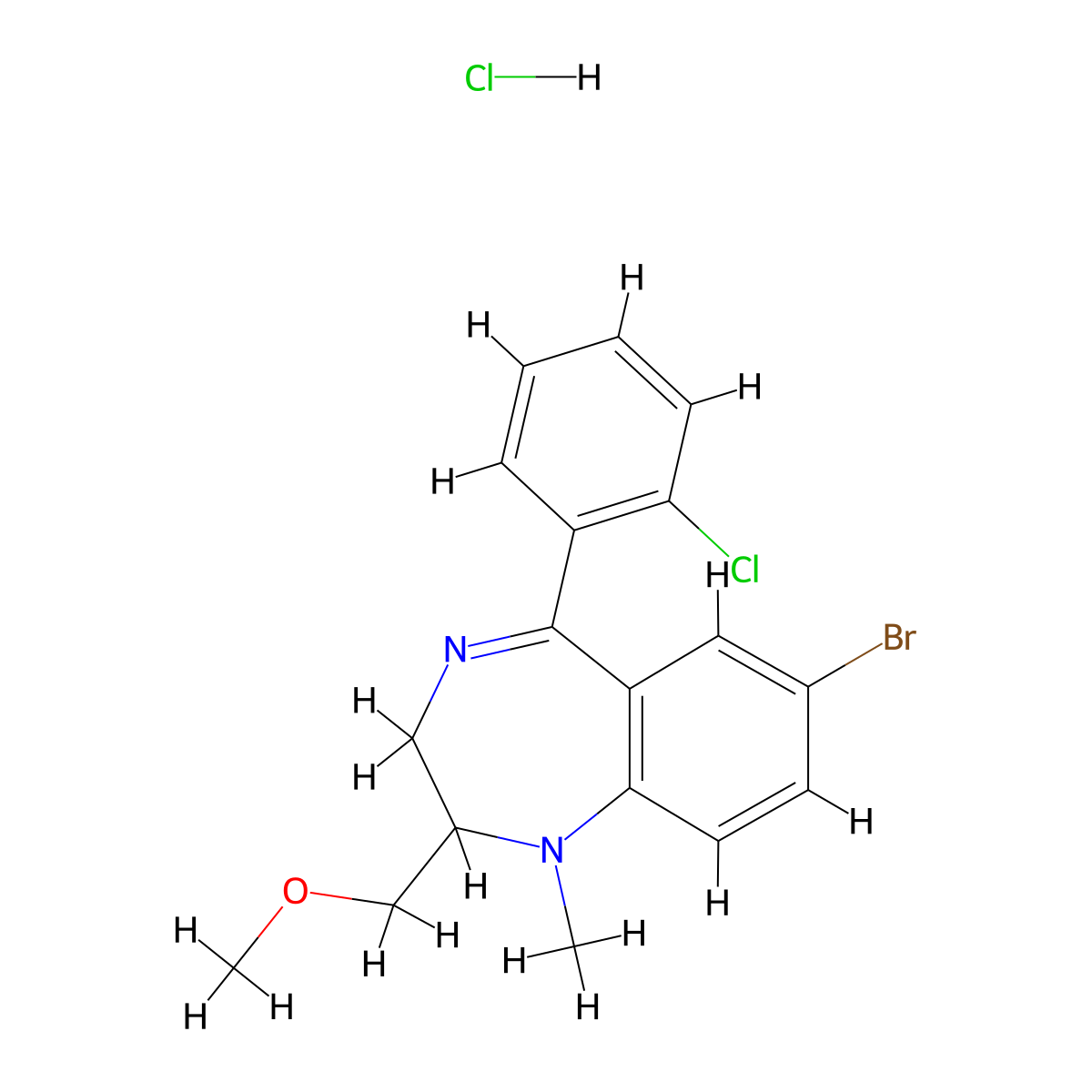 Metaclazepam Hydrochloride molecular structure, CAS 61802-93-5