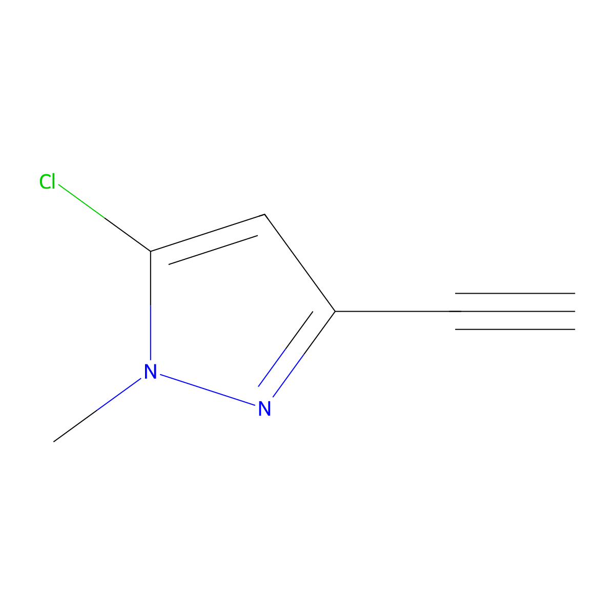 1H-Pyrazole, 5-chloro-3-ethynyl-1-methyl- molecular structure, CAS 61803-14-3