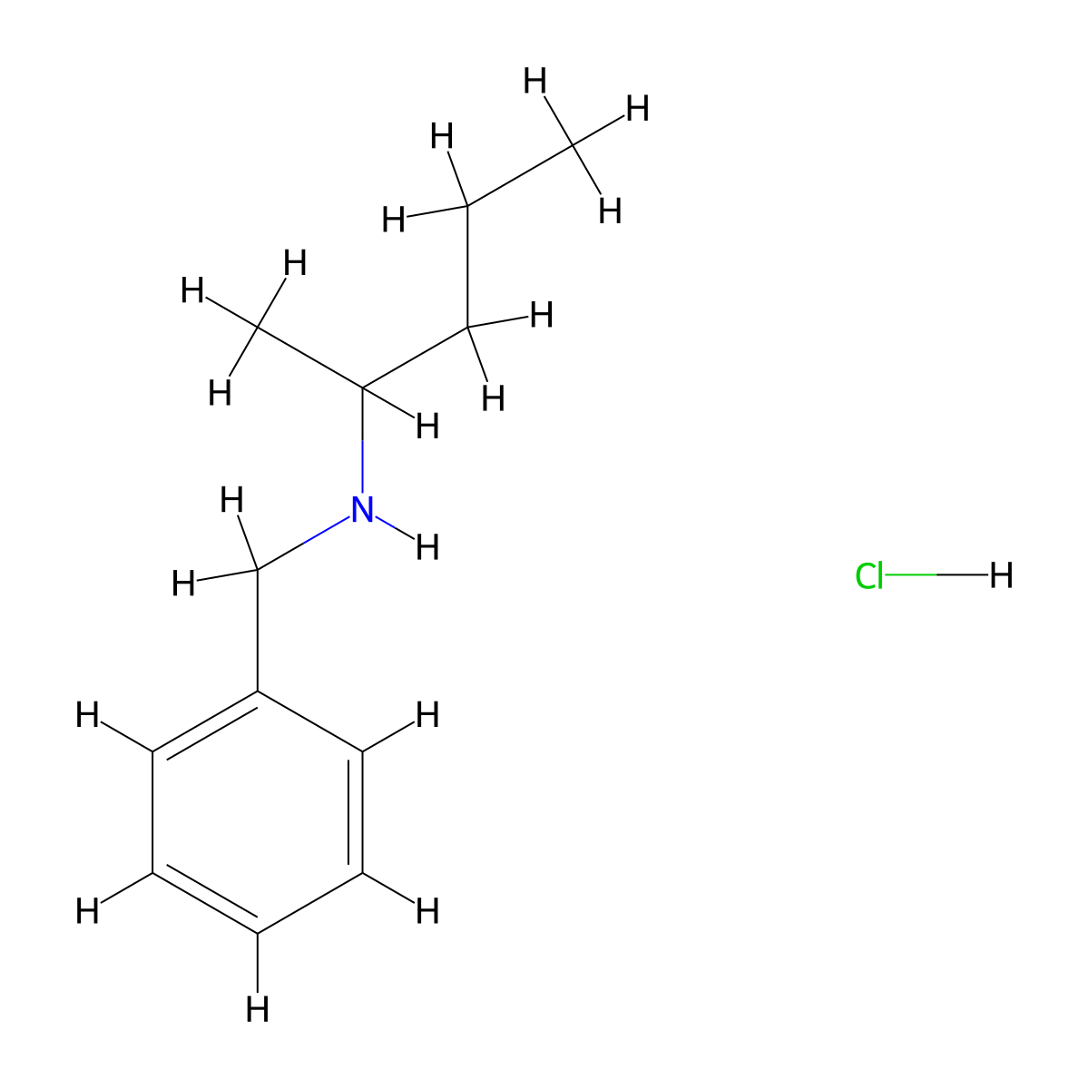 N-benzylpentan-2-amine hydrochloride molecular structure, CAS 61806-76-6