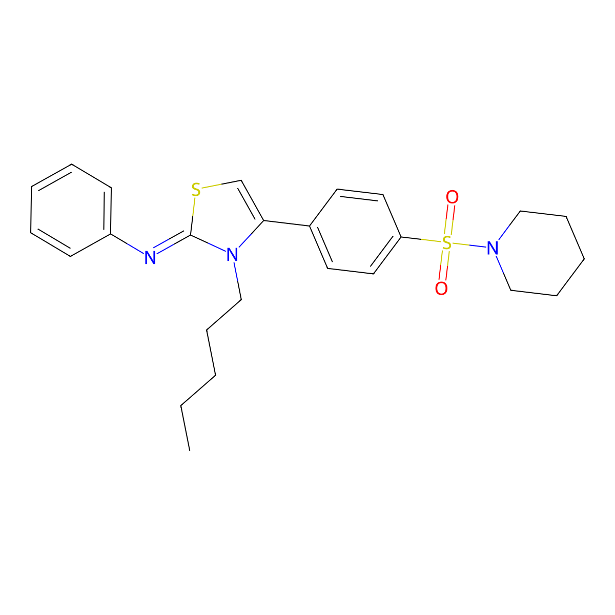 3-pentyl-N-phenyl-4-(4-piperidin-1-ylsulfonylphenyl)-1,3-thiazol-2-imine molecular structure, CAS 618061-14-6