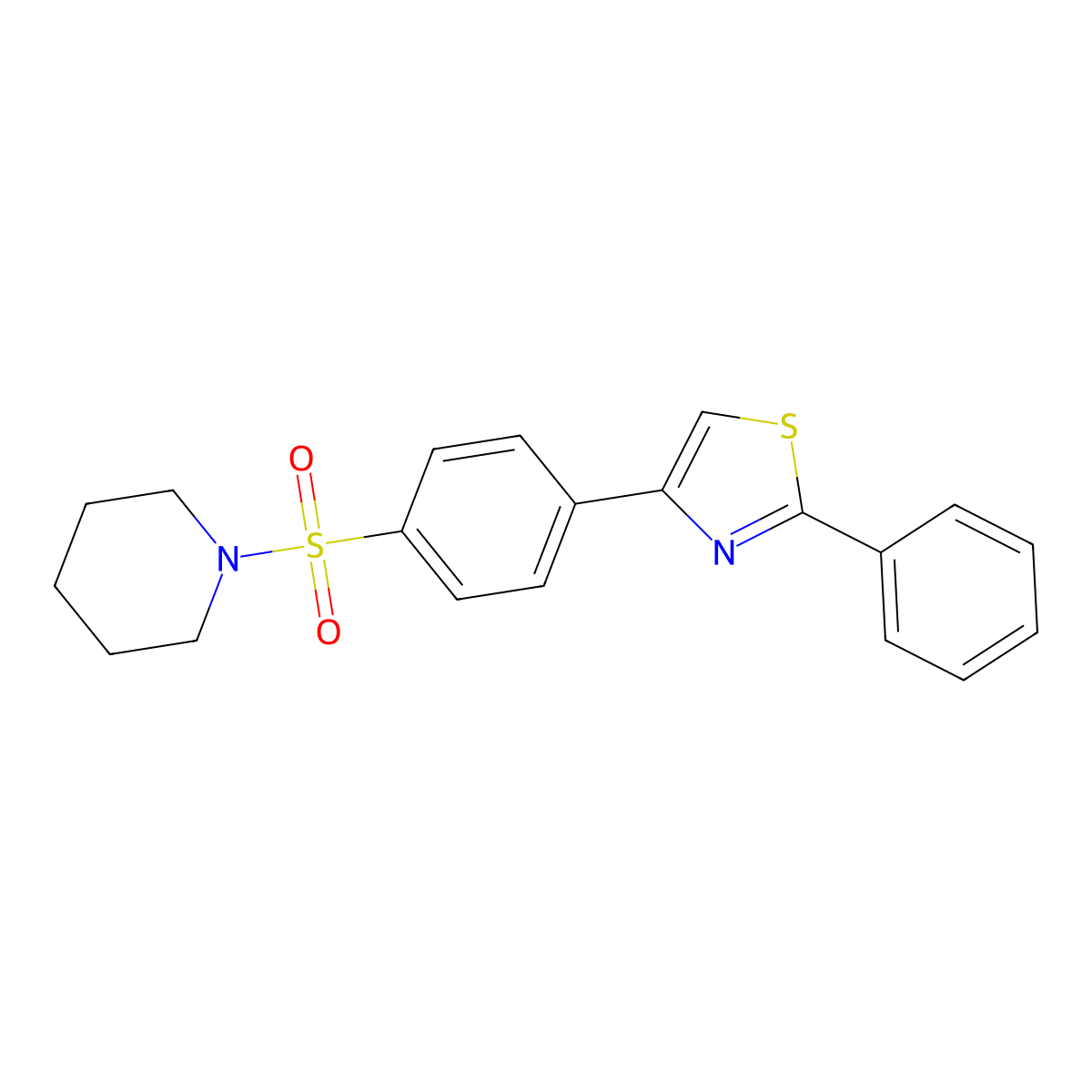 2-Phenyl-4-[4-(piperidinosulfonyl)phenyl]-1,3-thiazole molecular structure, CAS 618062-83-2