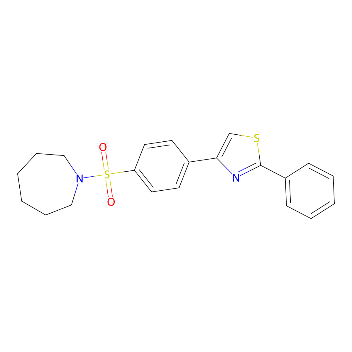 4-[4-(Azepan-1-ylsulfonyl)phenyl]-2-phenyl-1,3-thiazole molecular structure, CAS 618062-85-4