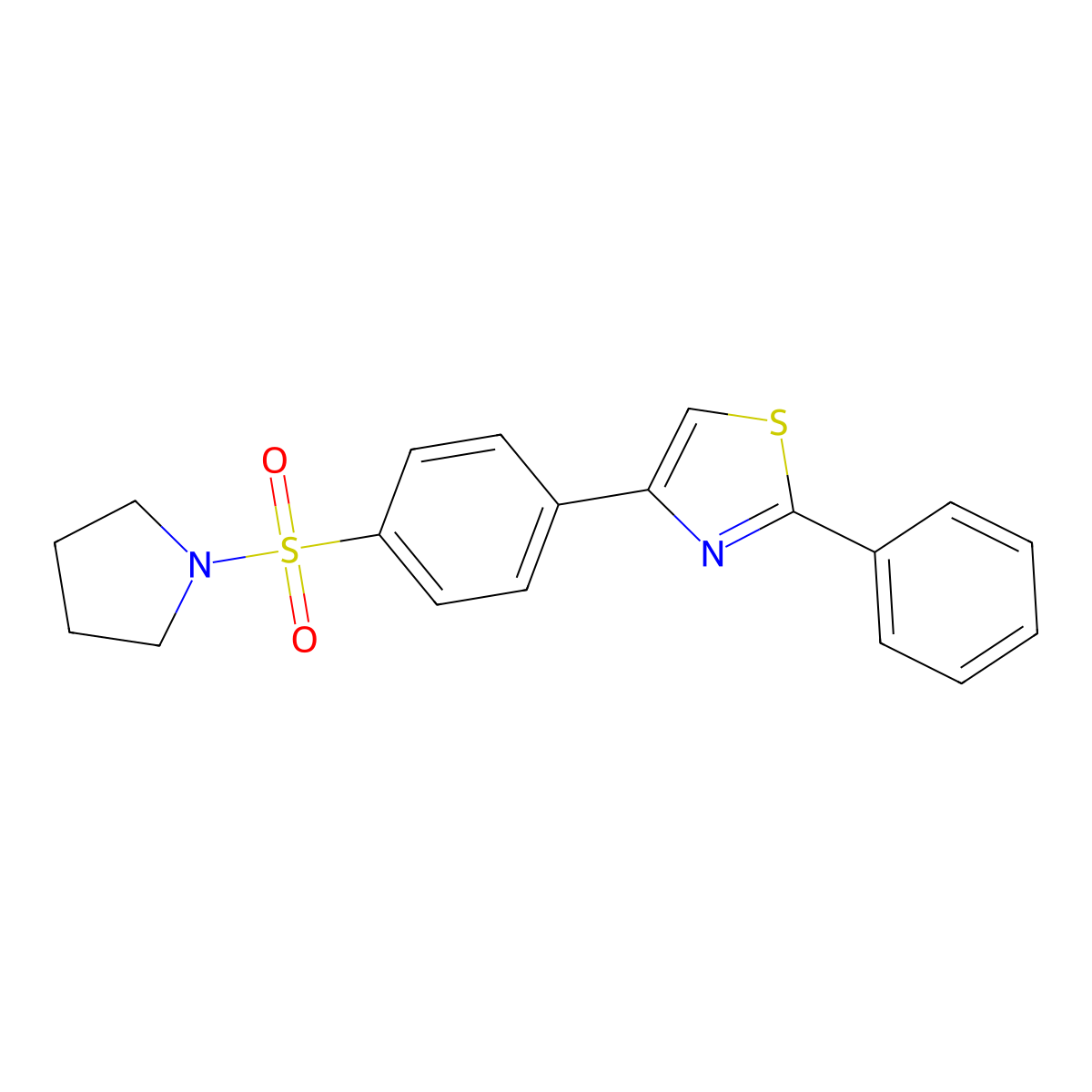 2-Phenyl-4-(4-pyrrolidin-1-ylsulfonylphenyl)-1,3-thiazole molecular structure, CAS 618062-89-8