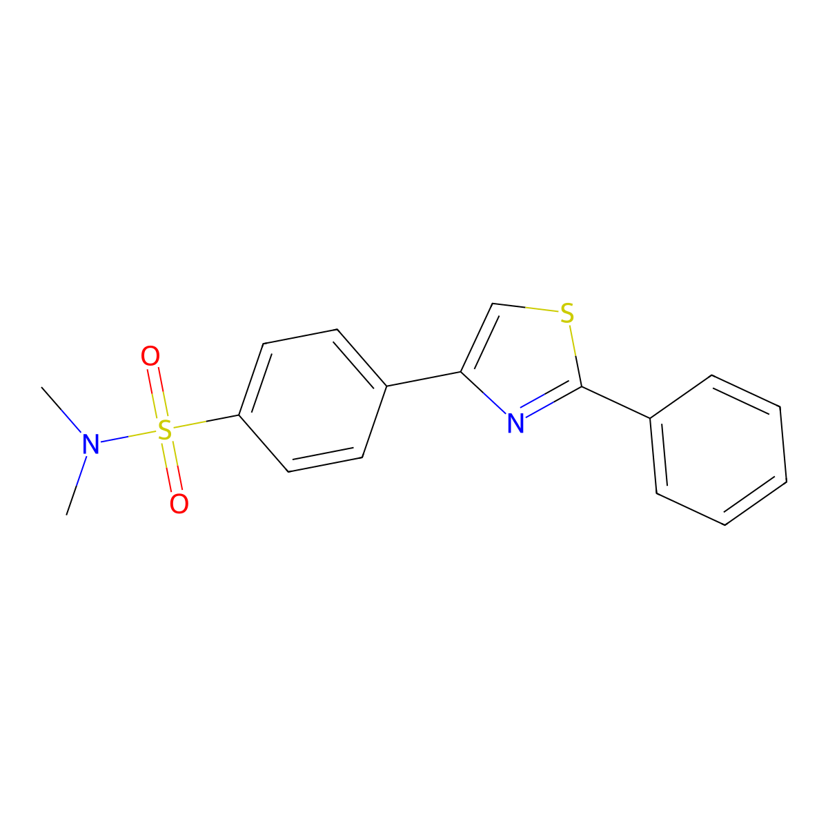 N,N-dimethyl-4-(2-phenyl-1,3-thiazol-4-yl)benzenesulfonamide molecular structure, CAS 618062-91-2