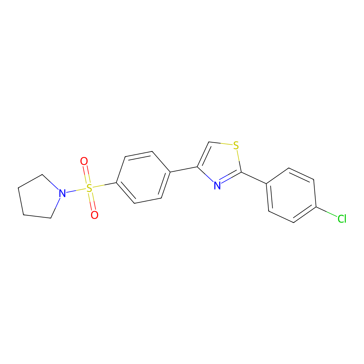 2-(4-Chlorophenyl)-4-(4-pyrrolidin-1-ylsulfonylphenyl)-1,3-thiazole molecular structure, CAS 618063-04-0