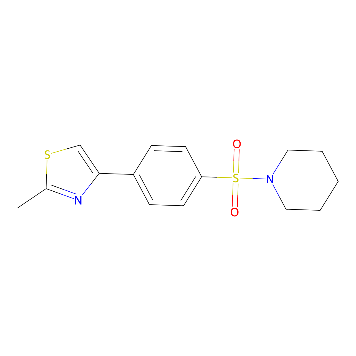 {[4-(2-Methyl-1,3-thiazol-4-yl)phenyl]sulfonyl}piperidine molecular structure, CAS 618063-07-3