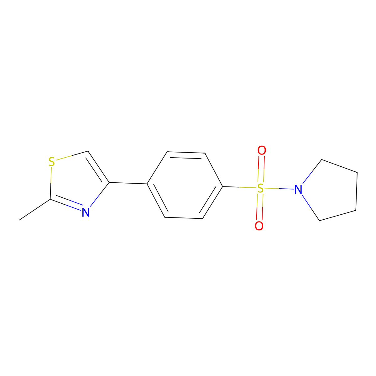 2-Methyl-4-(4-pyrrolidin-1-ylsulfonylphenyl)-1,3-thiazole molecular structure, CAS 618063-10-8