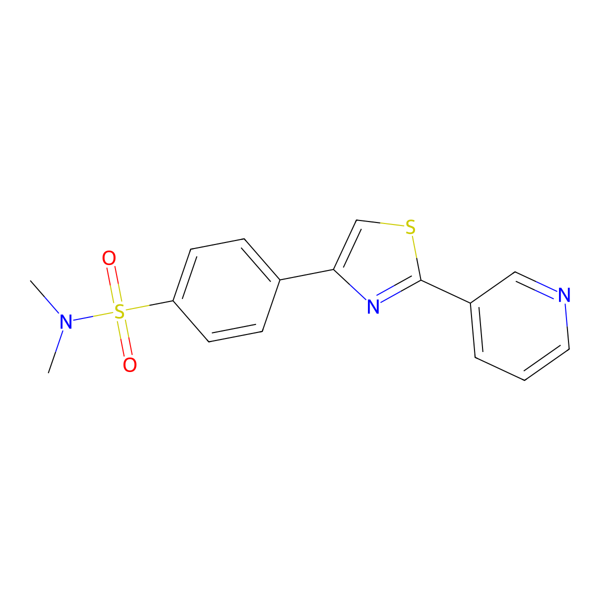 N,N-dimethyl-4-[2-(3-pyridinyl)-1,3-thiazol-4-yl]benzenesulfonamide molecular structure, CAS 618063-17-5
