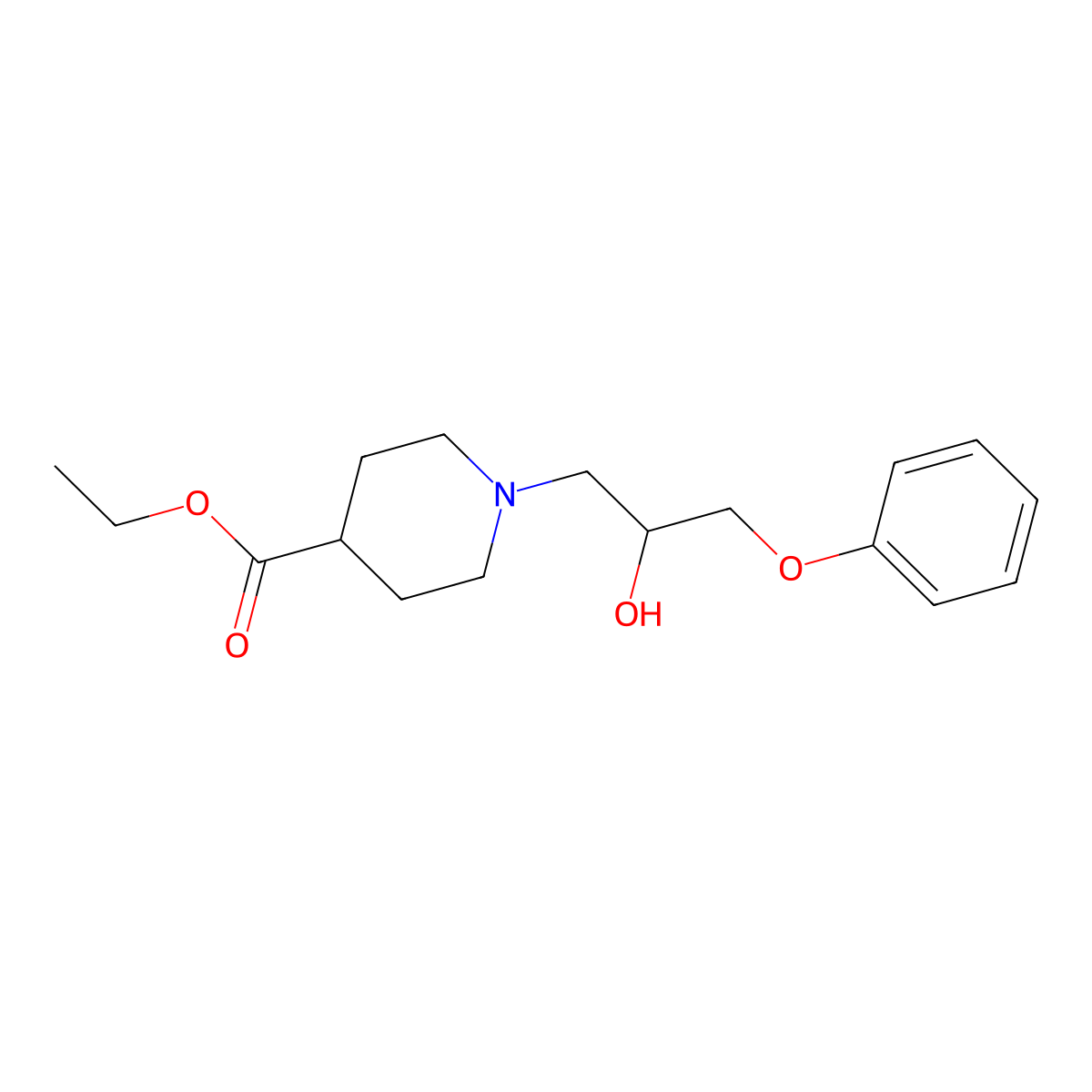 Ethyl 1-(2-hydroxy-3-phenoxypropyl)piperidine-4-carboxylate molecular structure, CAS 618066-39-0