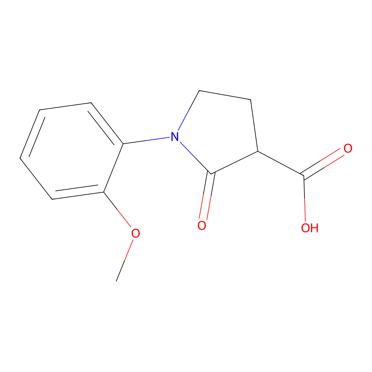 1-(2-Methoxyphenyl)-2-oxo-3-pyrrolidinecarboxylic acid molecular structure, CAS 618070-28-3