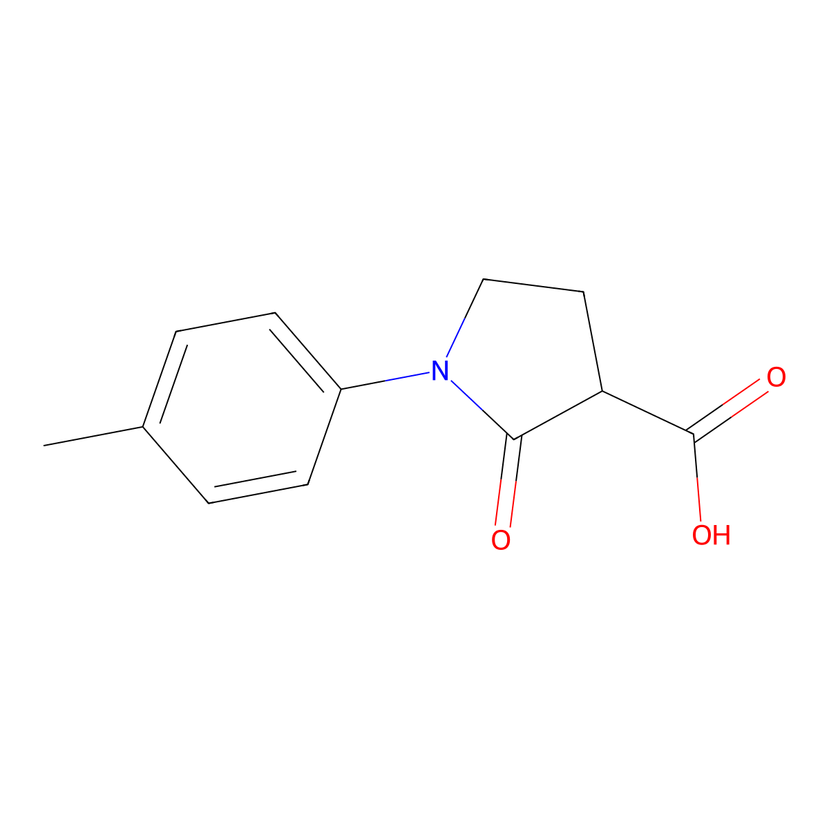 1-(4-Methylphenyl)-2-oxo-3-pyrrolidinecarboxylic acid molecular structure, CAS 618070-29-4