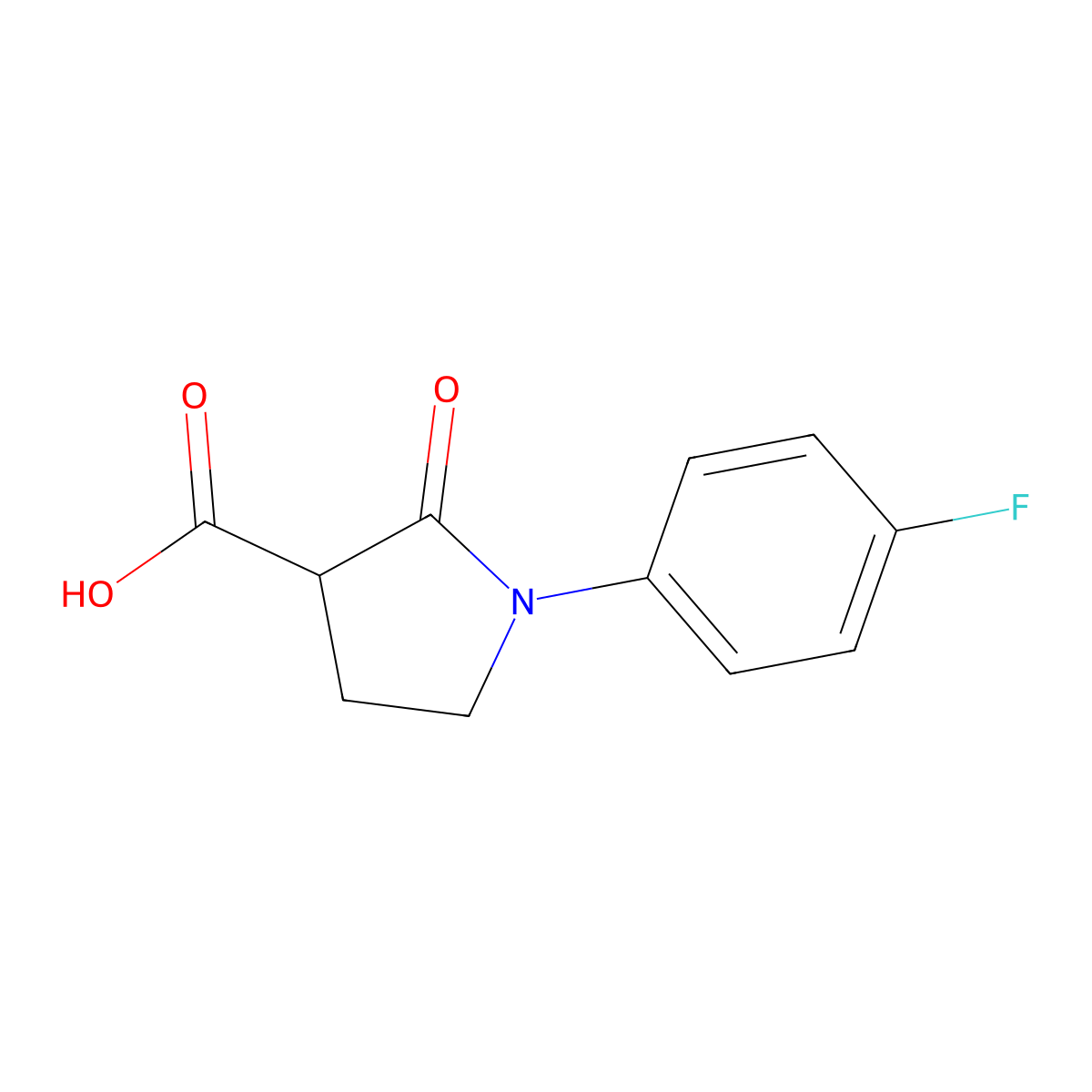 1-(4-Fluorophenyl)-2-oxo-3-pyrrolidinecarboxylic acid molecular structure, CAS 618070-30-7