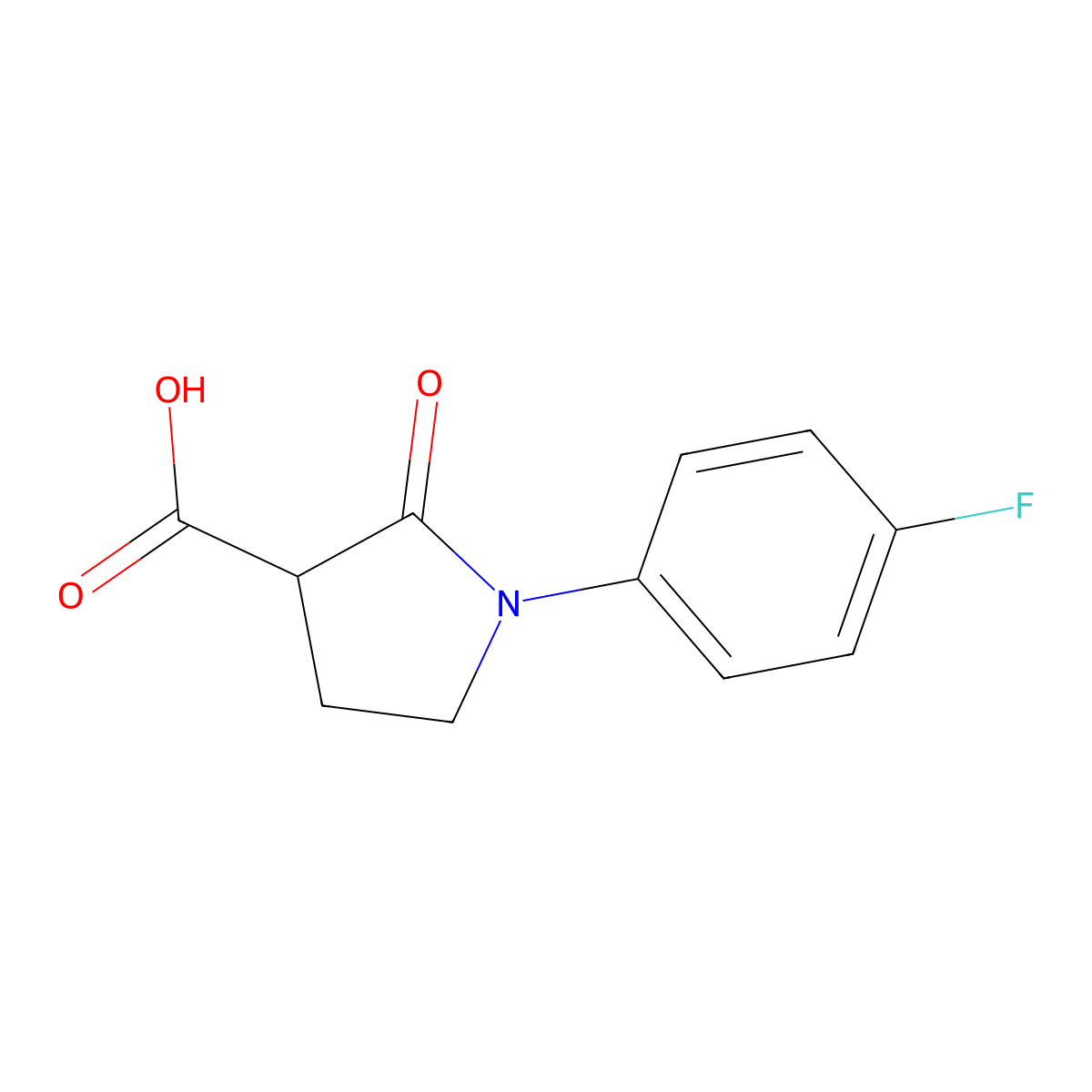 1-(4-Fluorophenyl)-2-oxo-3-pyrrolidinecarboxylic acid molecular structure, CAS 618070-30-7