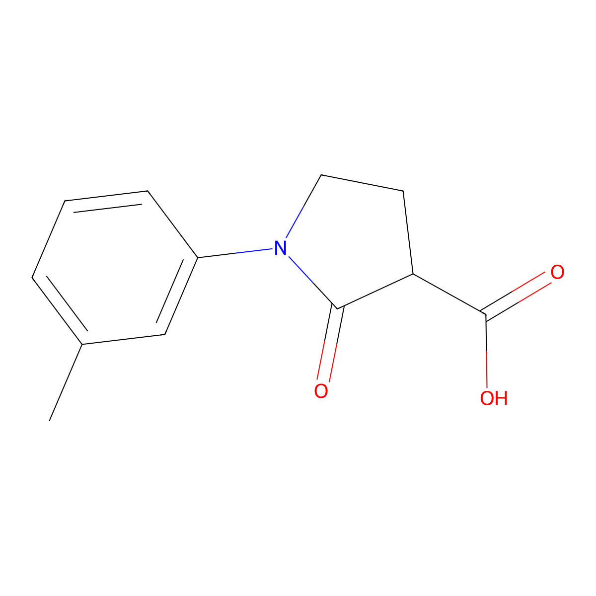 1-(3-Methylphenyl)-2-oxo-3-pyrrolidinecarboxylic acid molecular structure, CAS 618070-31-8