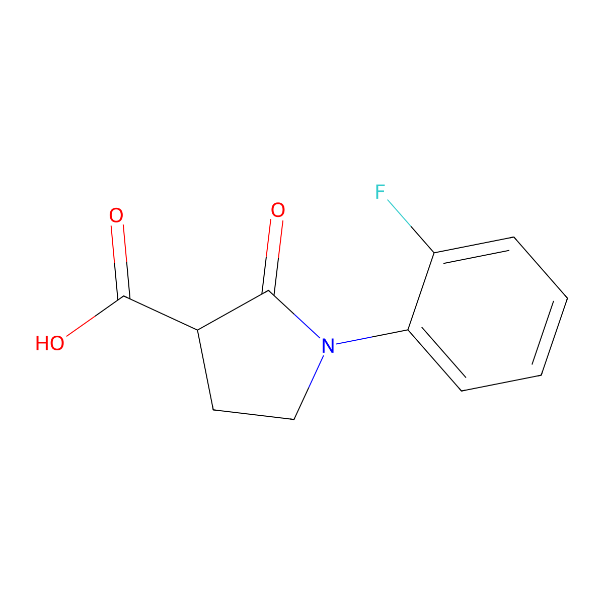 1-(2-Fluorophenyl)-2-oxo-3-pyrrolidinecarboxylic acid molecular structure, CAS 618070-32-9