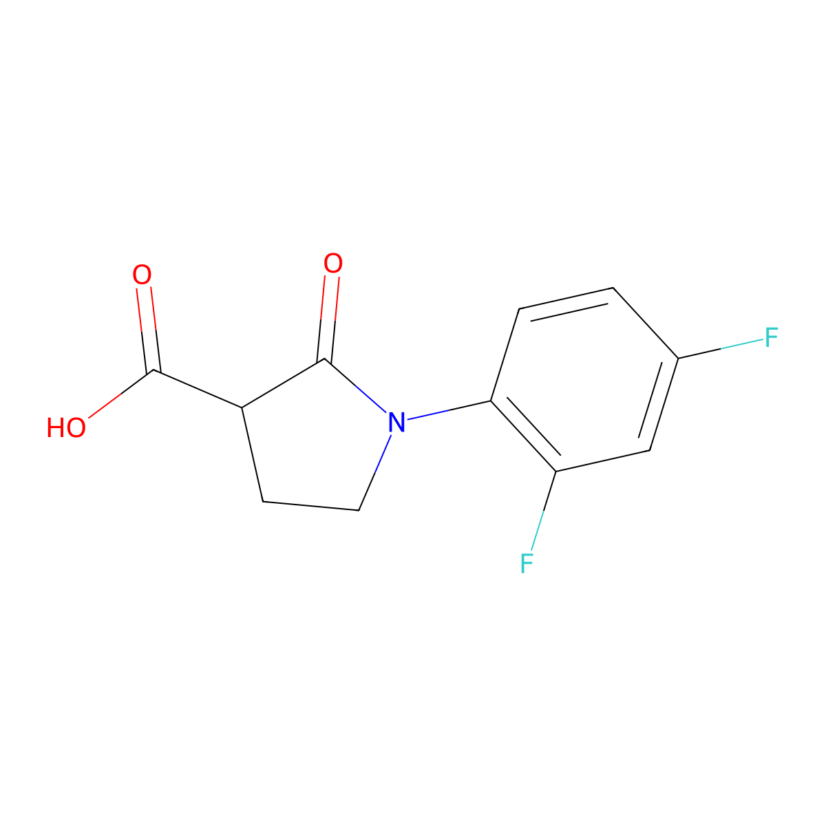 1-(2,4-Difluorophenyl)-2-oxo-3-pyrrolidinecarboxylic acid molecular structure, CAS 618070-33-0