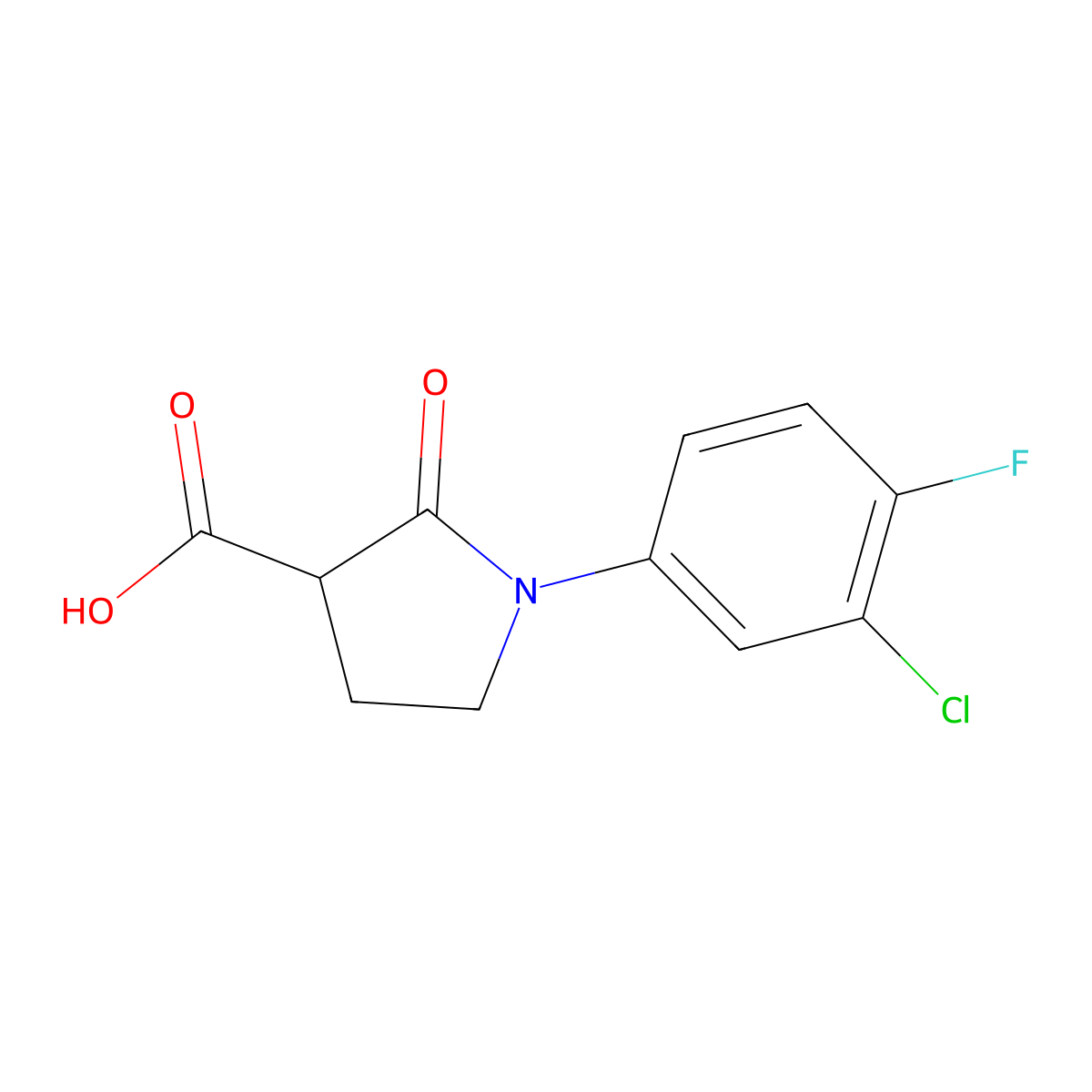 1-(3-Chloro-4-fluorophenyl)-2-oxo-3-pyrrolidinecarboxylic acid molecular structure, CAS 618070-34-1