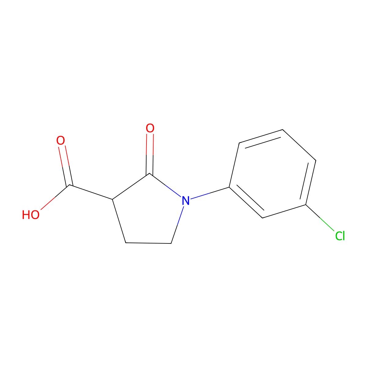 1-(3-Chlorophenyl)-2-oxo-3-pyrrolidinecarboxylic acid molecular structure, CAS 618070-35-2