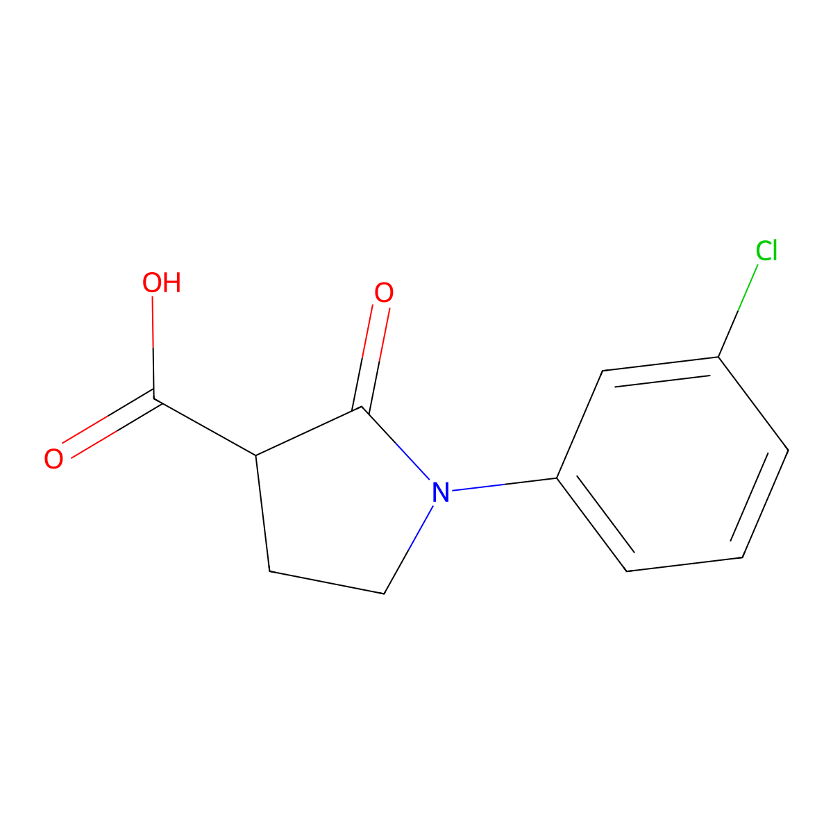 1-(3-Chlorophenyl)-2-oxo-3-pyrrolidinecarboxylic acid molecular structure, CAS 618070-35-2