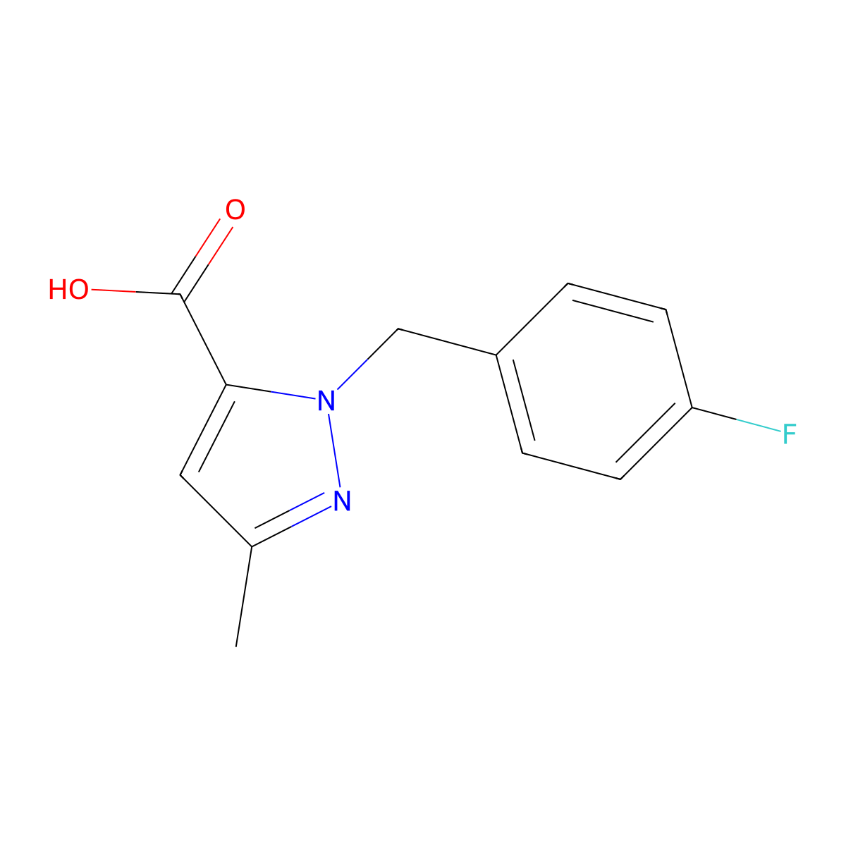 1-(4-Fluorobenzyl)-3-methyl-1H-pyrazole-5-carboxylic acid molecular structure, CAS 618070-43-2