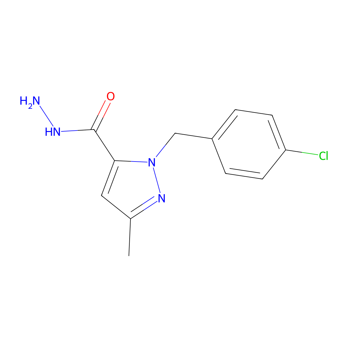 1-(4-Chlorobenzyl)-3-methyl-1H-pyrazole-5-carbohydrazide molecular structure, CAS 618070-44-3