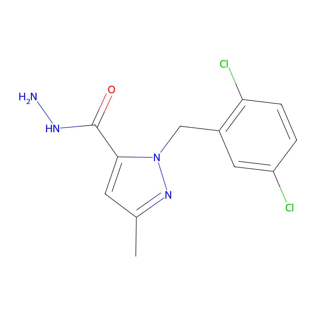 1-(2,5-Dichlorobenzyl)-3-methyl-1H-pyrazole-5-carbohydrazide molecular structure, CAS 618070-45-4