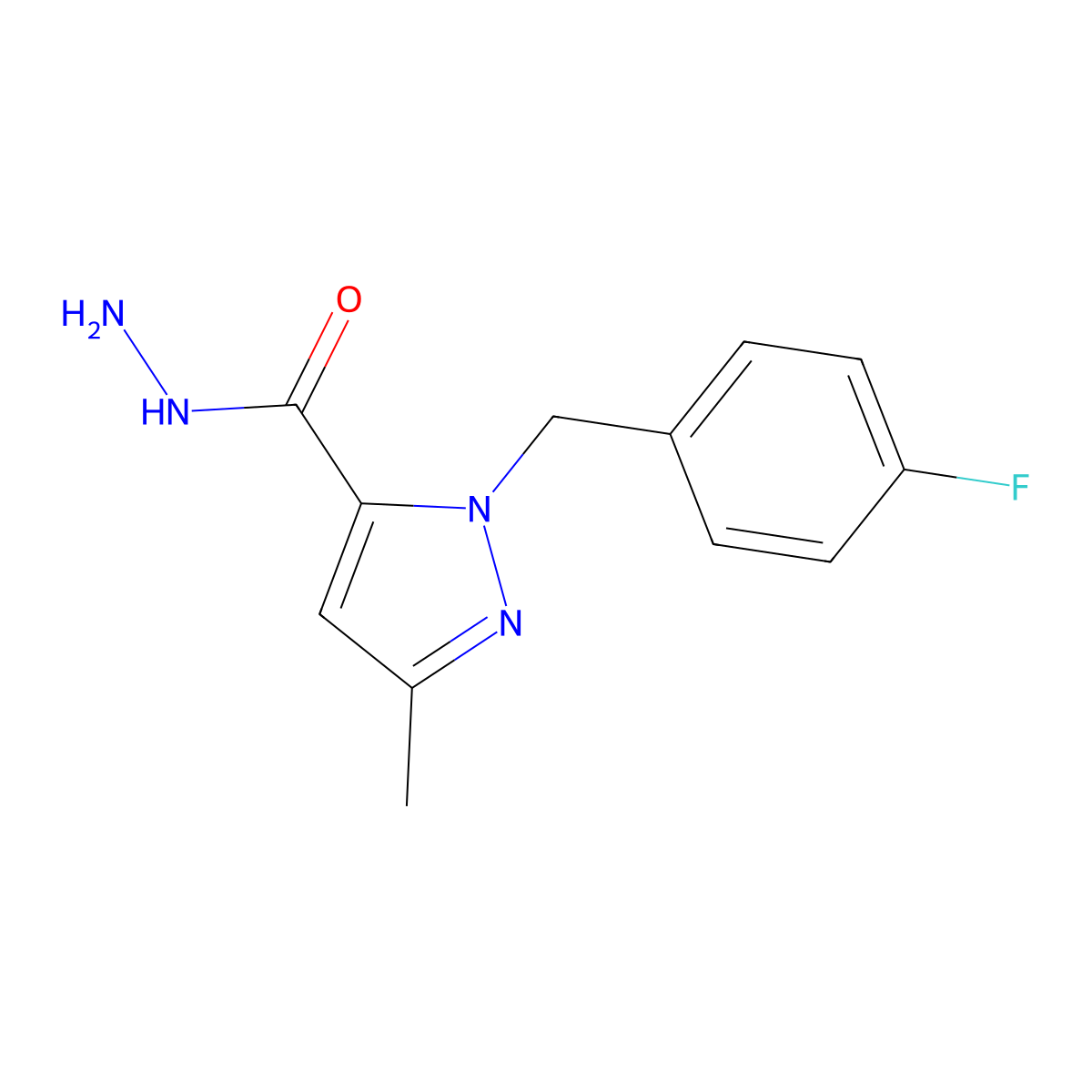 1-(4-Fluorobenzyl)-3-methyl-1H-pyrazole-5-carbohydrazide molecular structure, CAS 618070-46-5