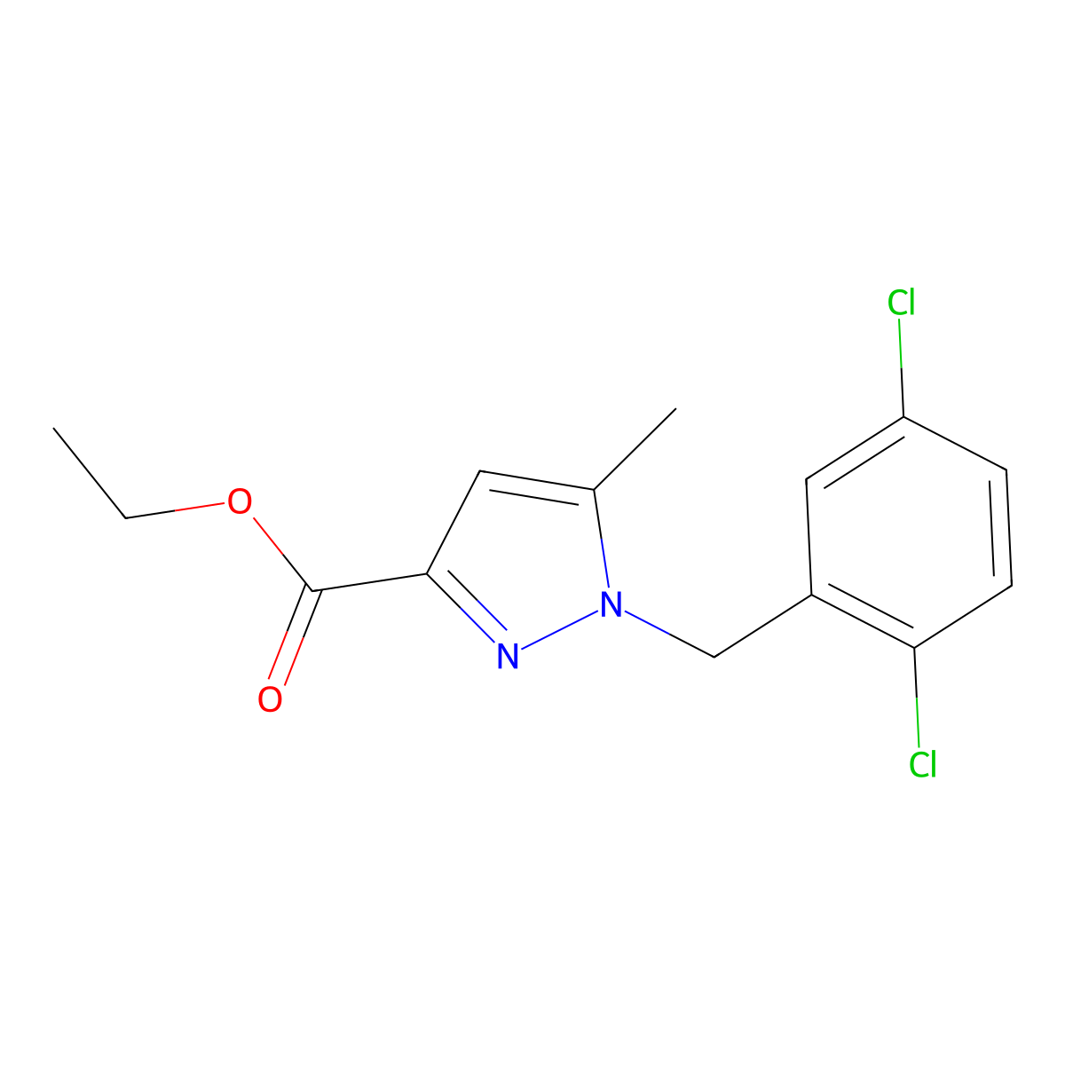 Ethyl 1-(2,5-dichlorobenzyl)-5-methyl-1H-pyrazole-3-carboxylate molecular structure, CAS 618070-47-6