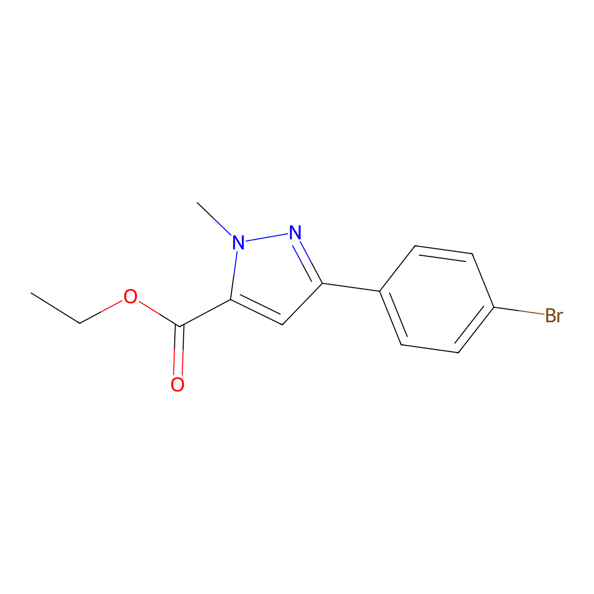 Ethyl 3-(4-bromophenyl)-1-methyl-1H-pyrazole-5-carboxylate molecular structure, CAS 618070-50-1