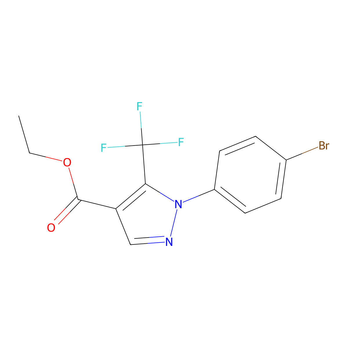 Ethyl 1-(4-bromophenyl)-5-(trifluoromethyl)-1h-pyrazole-4-carboxylate molecular structure, CAS 618070-60-3