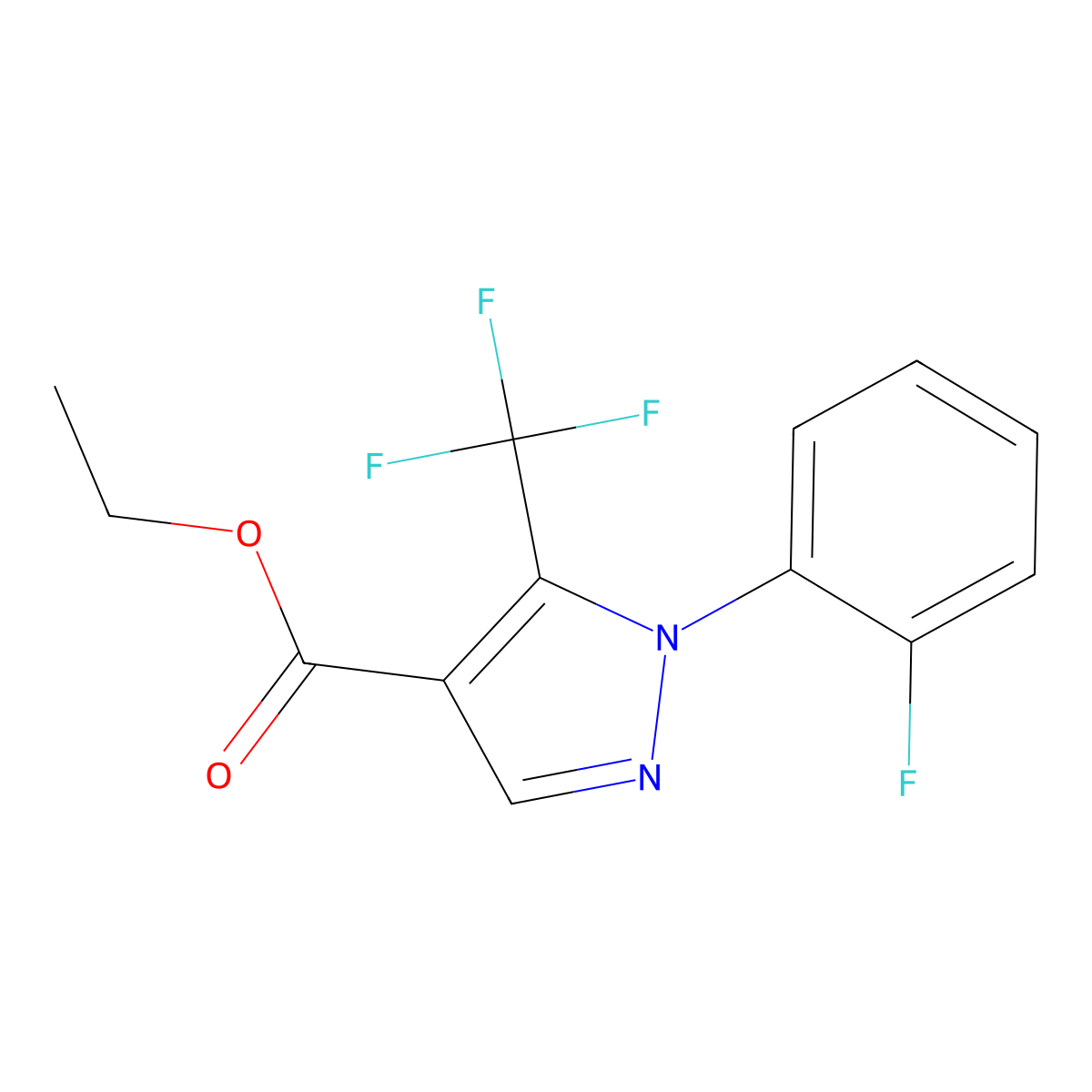Ethyl 1-(2-fluorophenyl)-5-(trifluoromethyl)-1H-pyrazole-4-carboxylate molecular structure, CAS 618070-61-4
