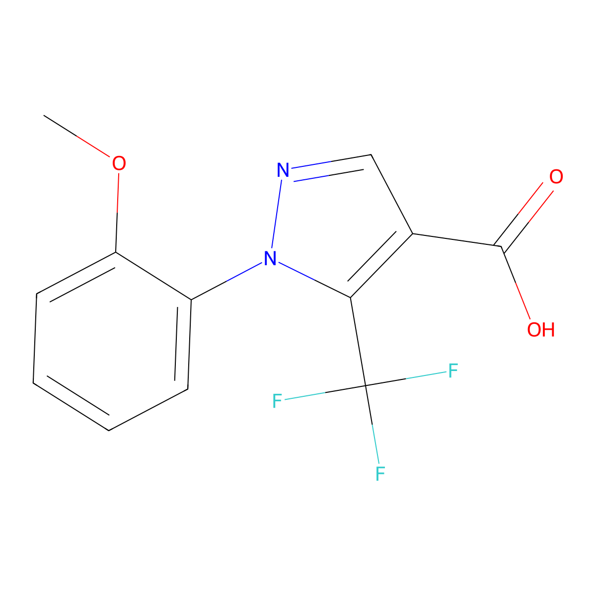 1-(2-methoxyphenyl)-5-(trifluoromethyl)-1H-pyrazole-4-carboxylic acid molecular structure, CAS 618070-64-7