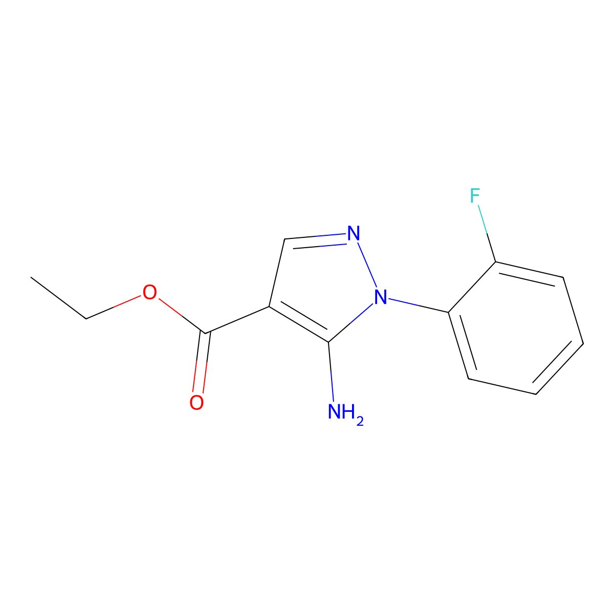 ethyl 5-amino-1-(2-fluorophenyl)-1H-pyrazole-4-carboxylate molecular structure, CAS 618070-65-8