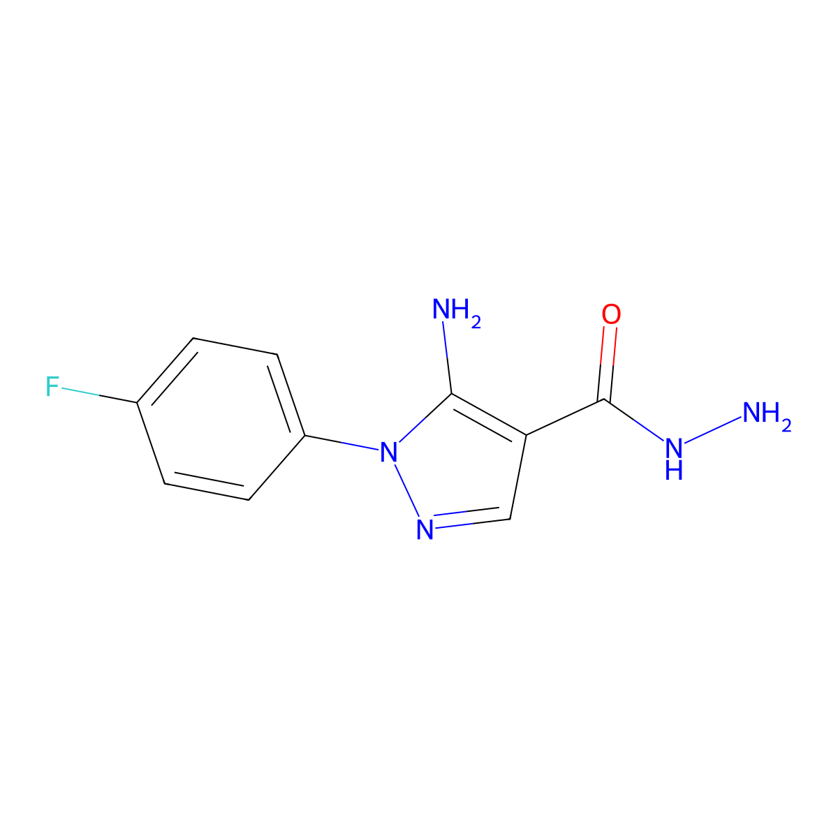 5-Amino-1-(4-fluorophenyl)-1H-pyrazole-4-carboxylic acid hydrazide molecular structure, CAS 618070-67-0