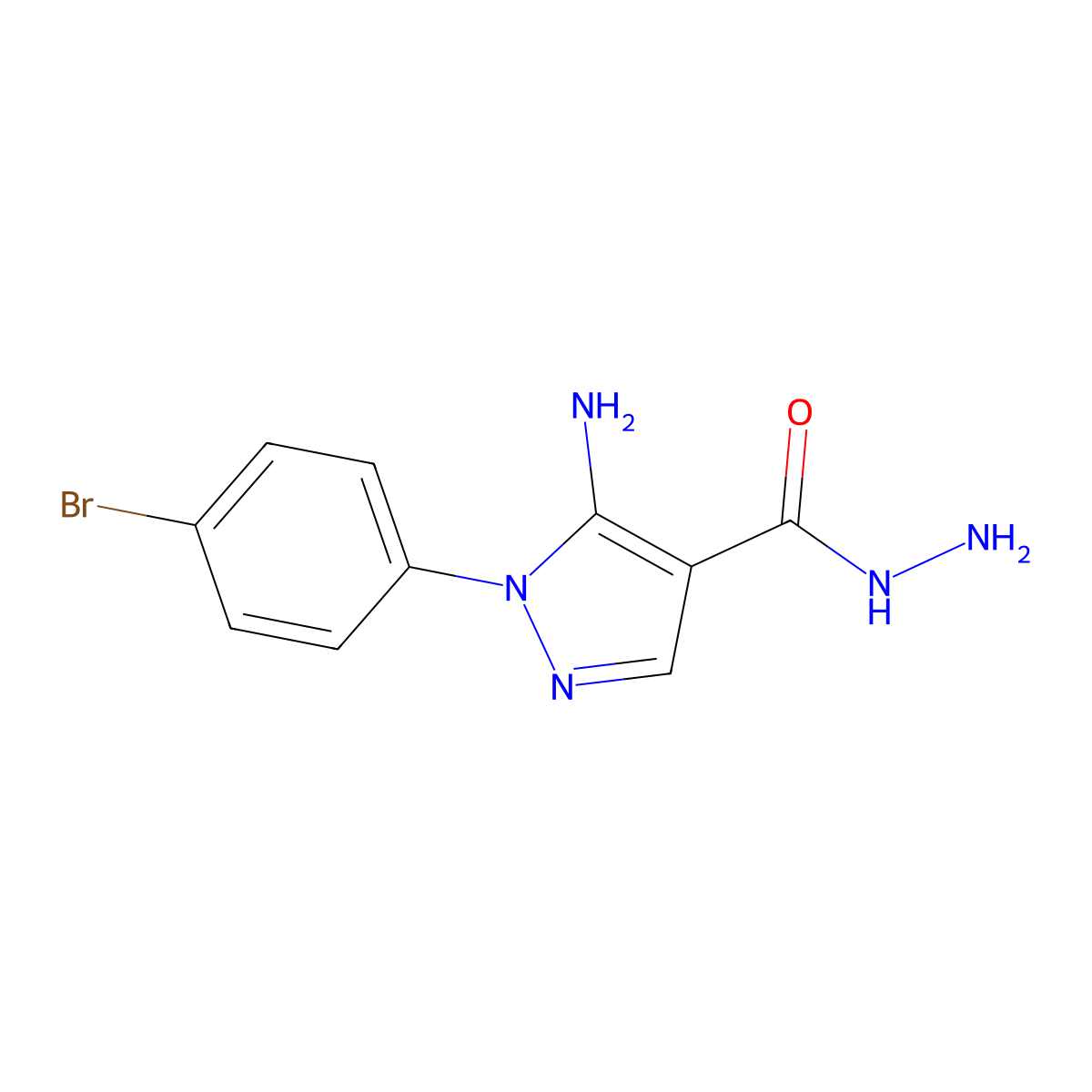5-Amino-1-(4-bromophenyl)-1H-pyrazole-4-carboxylic acid hydrazide molecular structure, CAS 618070-68-1