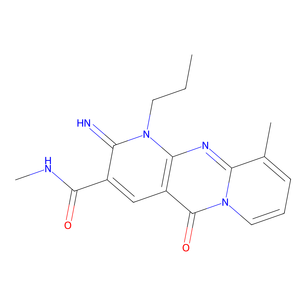 2-imino-N,10-dimethyl-5-oxo-1-propyl-1,5-dihydro-2H-dipyrido[1,2-a:2,3-d]pyrimidine-3-carboxamide molecular structure, CAS 618071-99-1