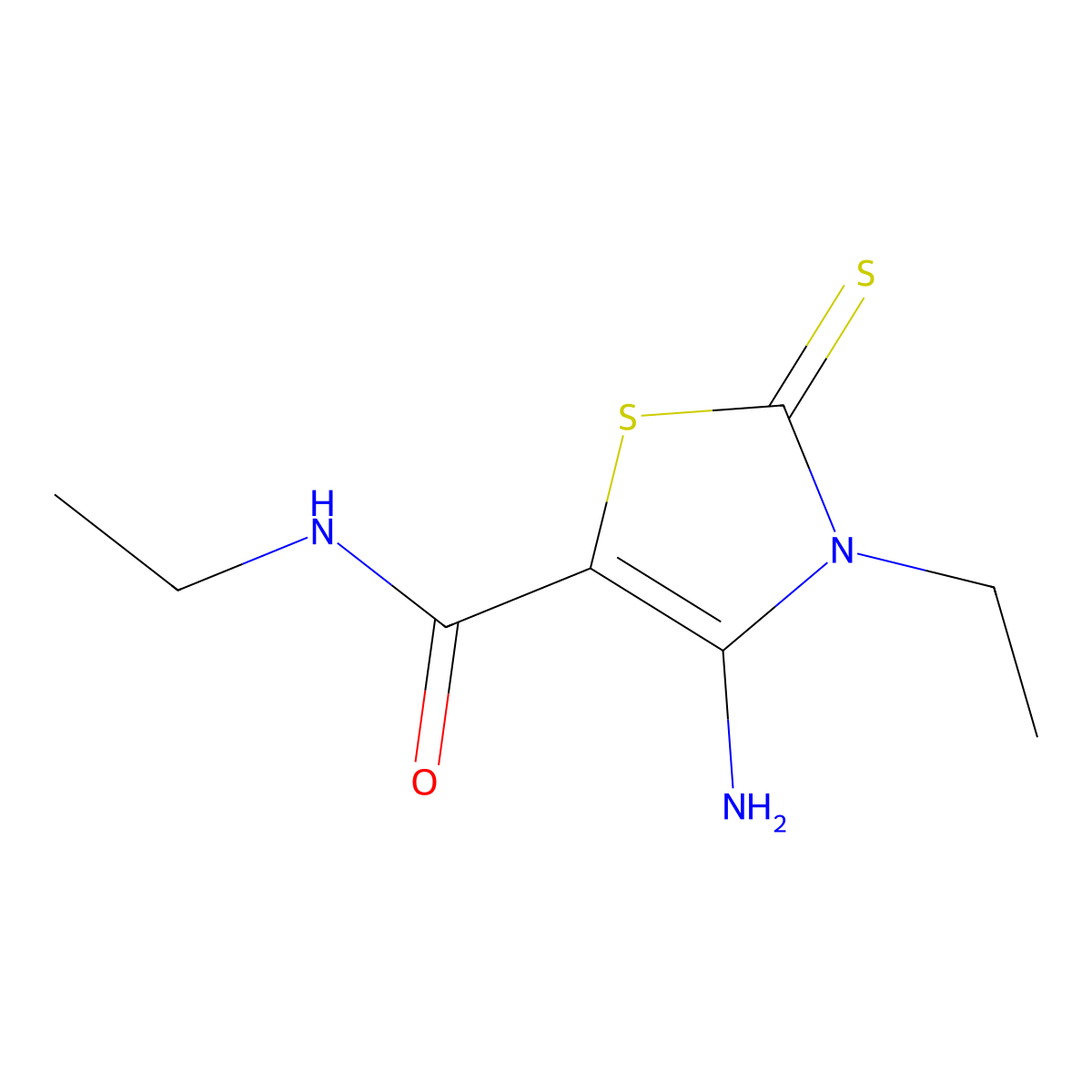 4-Amino-N,3-diethyl-2-thioxo-2,3-dihydro-1,3-thiazole-5-carboxamide molecular structure, CAS 618072-00-7