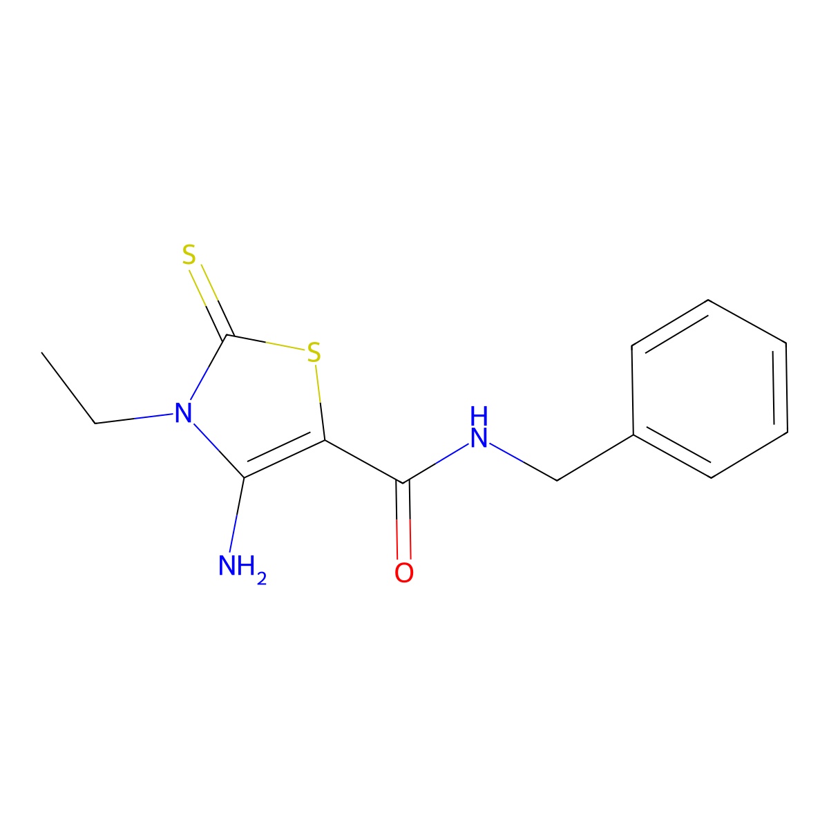 4-Amino-3-ethyl-2,3-dihydro-N-(phenylmethyl)-2-thioxo-5-thiazolecarboxamide molecular structure, CAS 618072-01-8