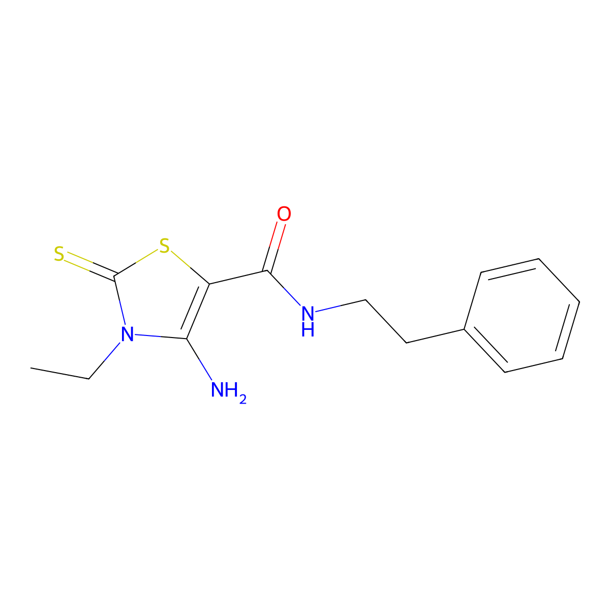 4-Amino-3-ET-N-(2-phenylethyl)-2-thioxo-2,3-dihydro-1,3-thiazole-5-carboxamide molecular structure, CAS 618072-02-9