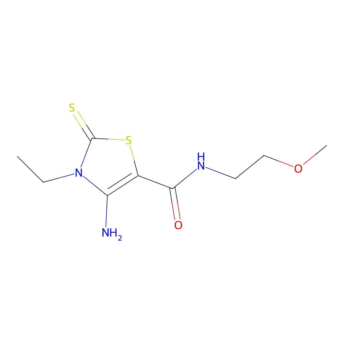 4-Amino-3-ET-N-(2-methoxyethyl)-2-thioxo-2,3-dihydro-1,3-thiazole-5-carboxamide molecular structure, CAS 618072-03-0